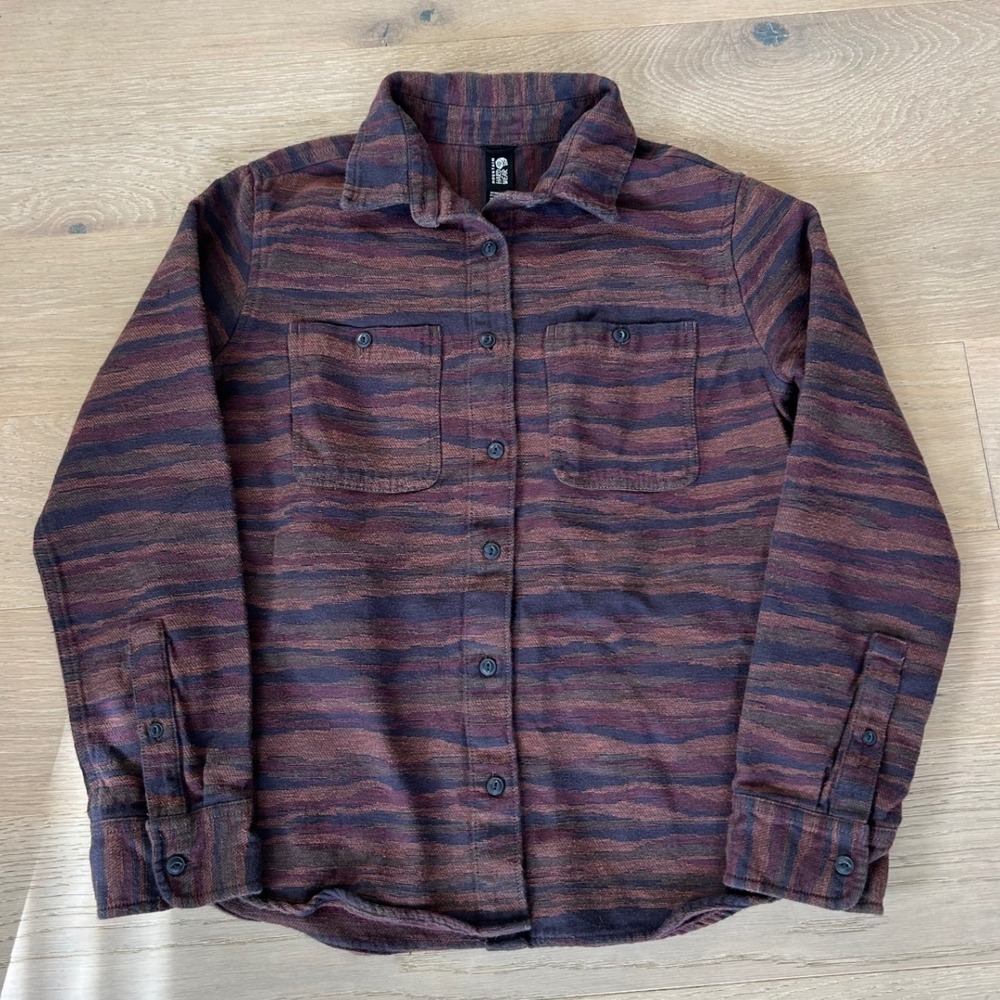 Mountain Hardwear Womens M Textured Stripe Button Up Shirt Long Sleeve Multi